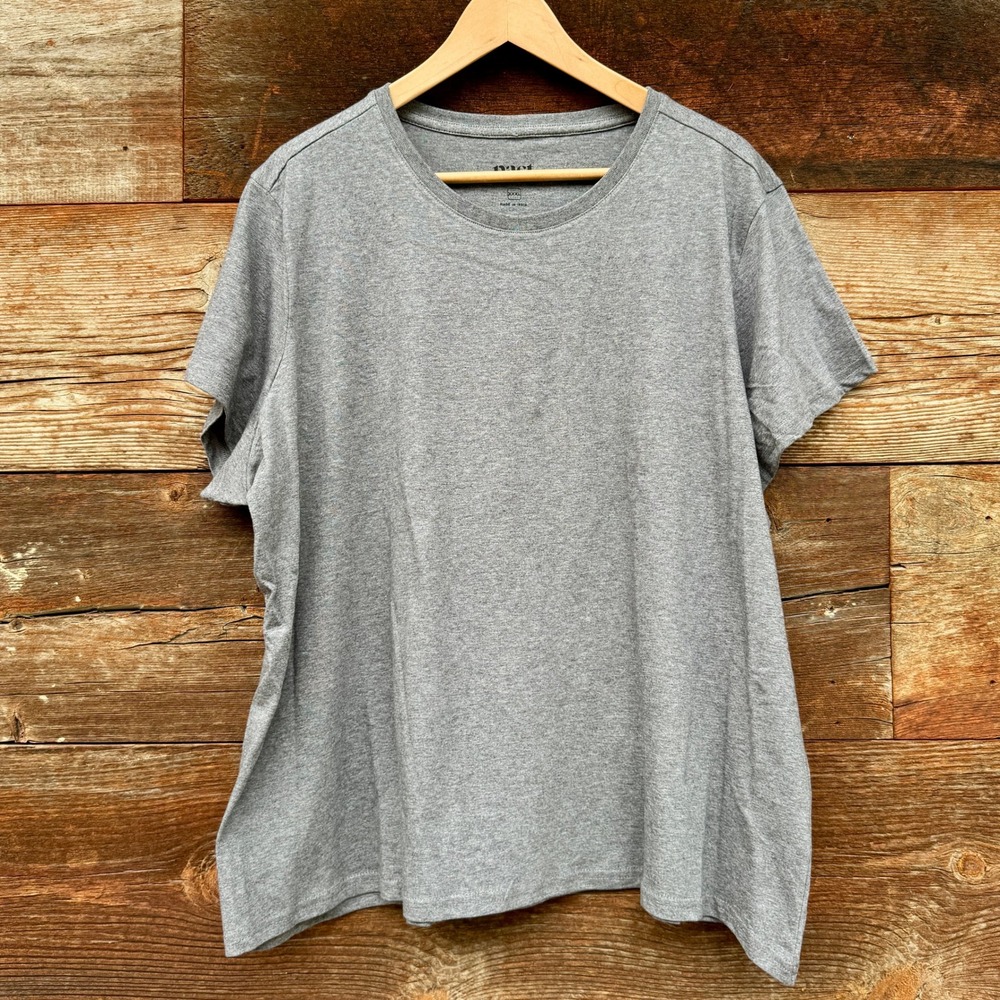 Pact NWT Womens Organic Cotton Short Sleeve Crewneck T-Shirt 3XL Gray Everyday